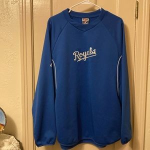 Majestic MLB Kansas City Royals Therma Base Long Sleeve Pullover Side Pockets L